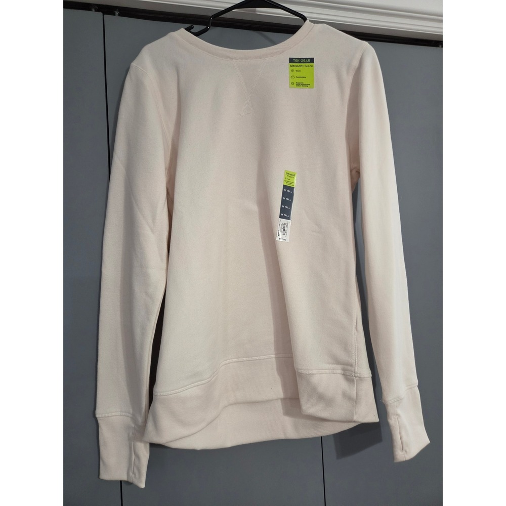 NWT Tek Gear Ultrasoft Fleece Sweatshirt Medium Tall Natural Cream Thumbhole
